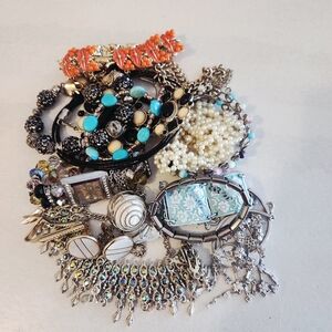 Assorted Women's Fashion Jewelry Set - Turquoise, Coral, Pearl and Silver Tones